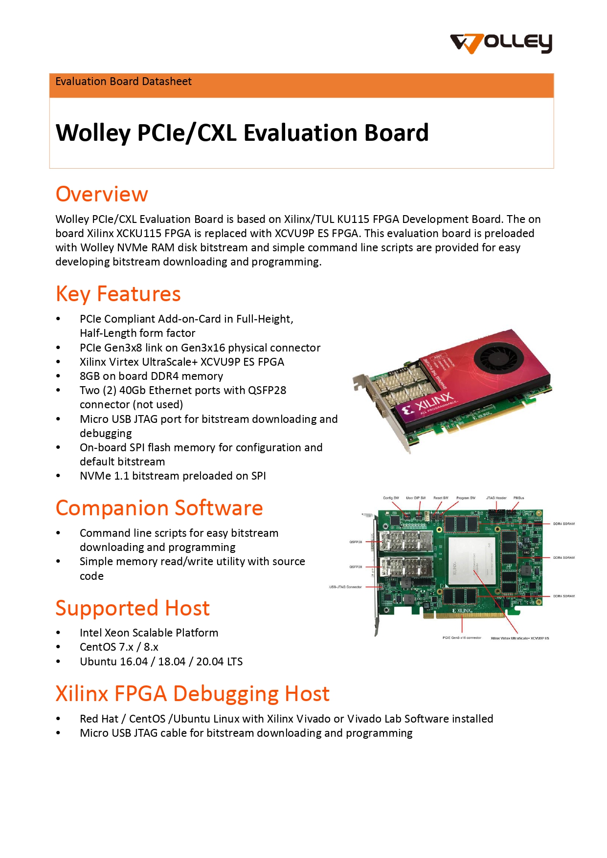 Wolley PCIe CXL evaluation board